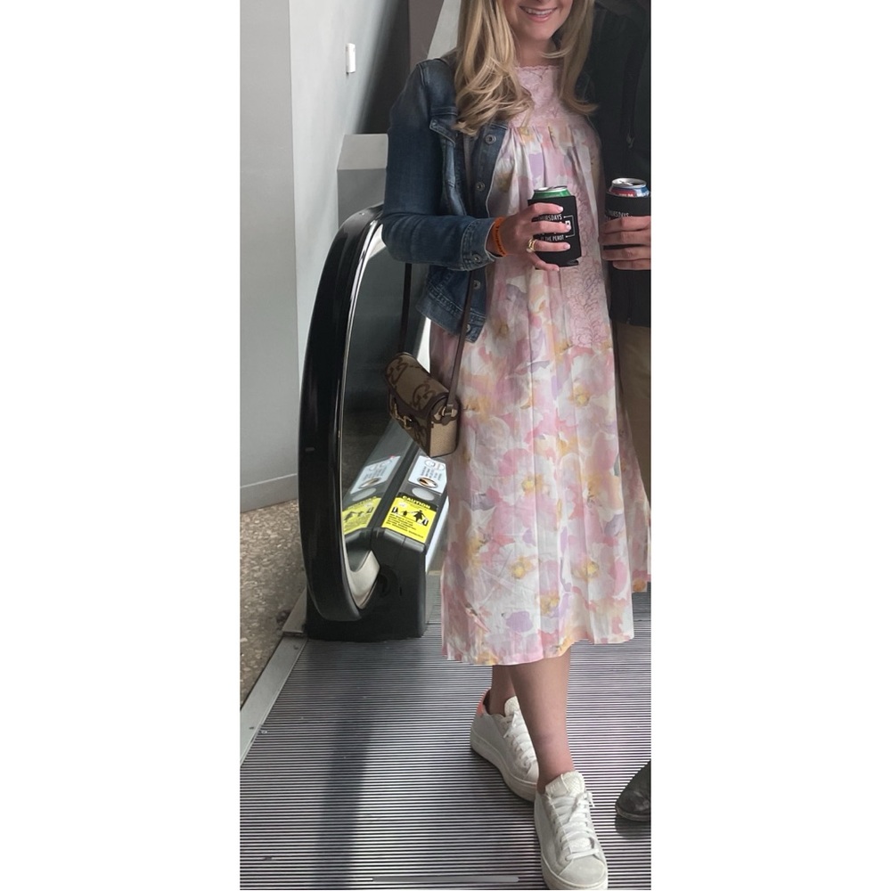 Mi Golondrina Floral Pink and Yellow Midi Dress
